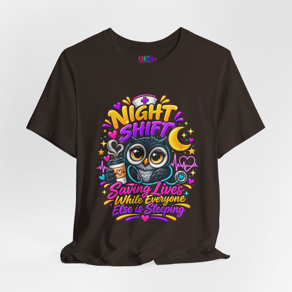 Night Shift Nurse T‑Shirt – "Night Shift: Saving Lives While Everyone Else Is Dreaming"