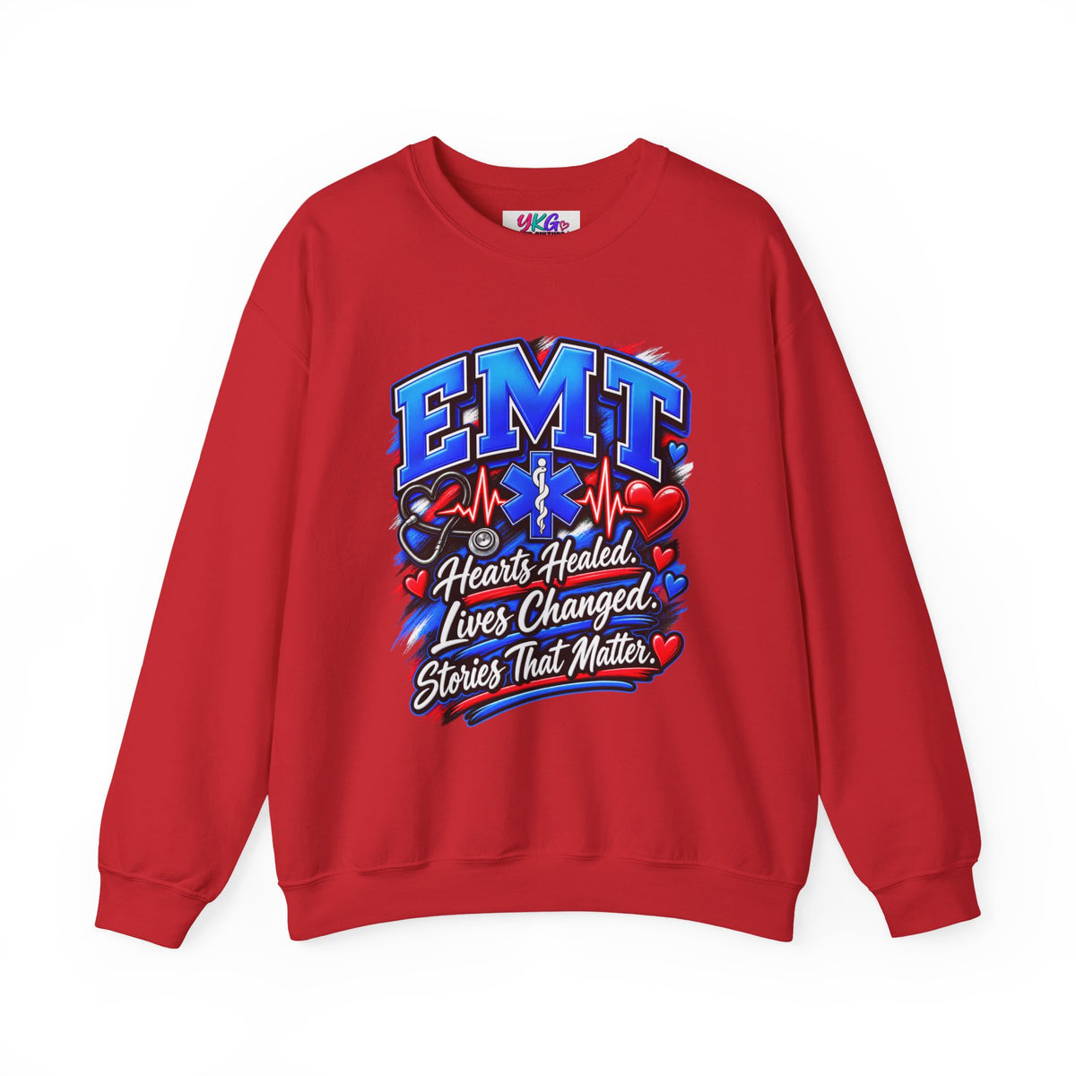 EMT Crewneck Sweatshirt — Hearts Healed, Lives Changed, Stories That Matter