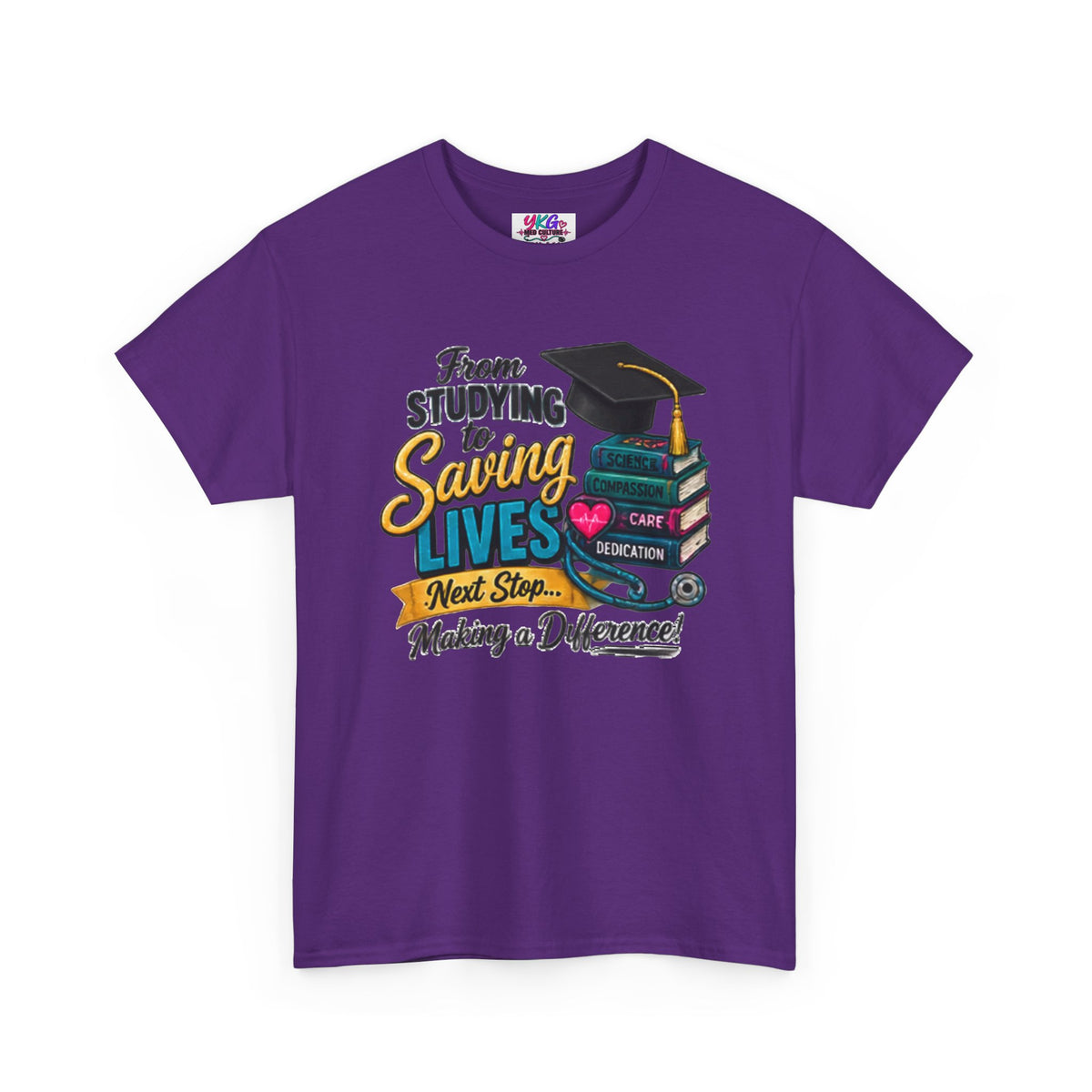 Saving Lives Nursing Graduate T-Shirt — "From Studying to Saving Lives" Graduation Tee