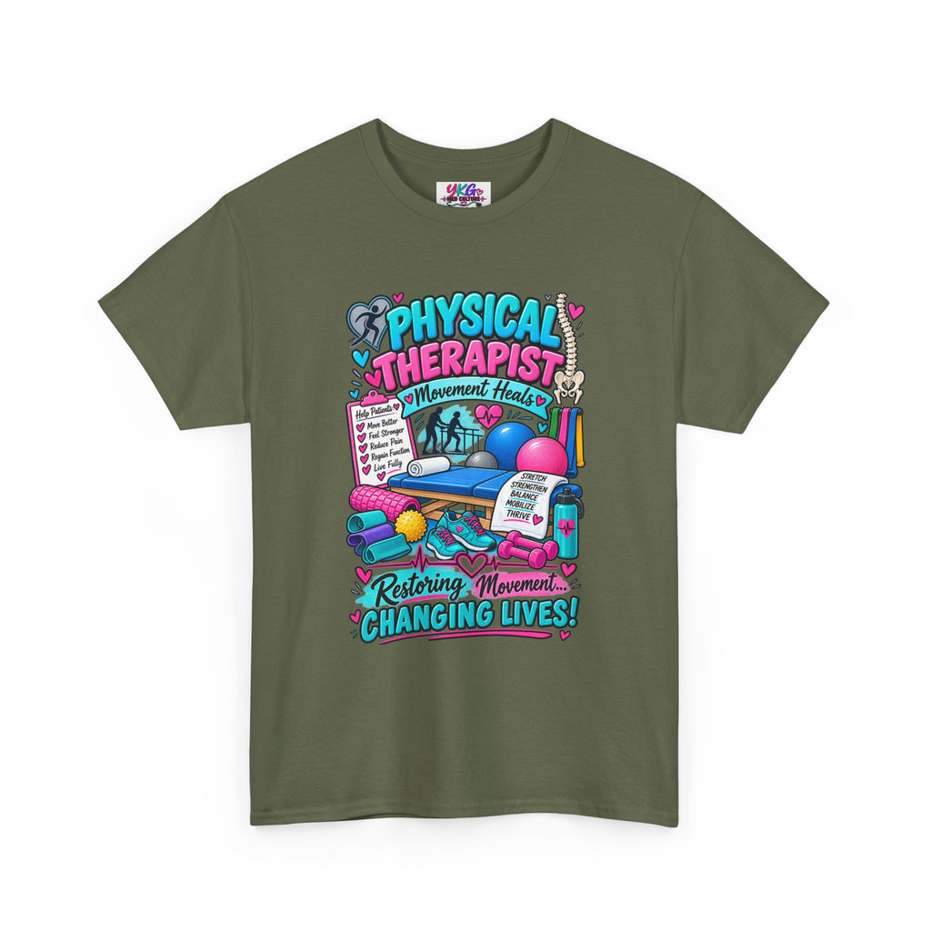 Physical Therapist T-Shirt — "Restoring Movement, Changing Lives" Colorful Rehab Tee