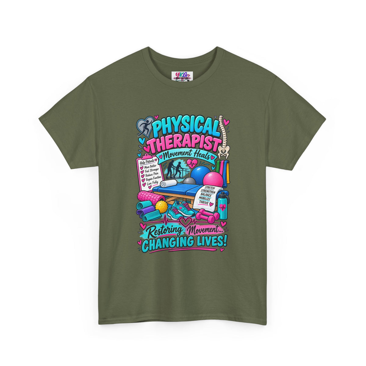 Physical Therapist T-Shirt — "Restoring Movement, Changing Lives" Colorful Rehab Tee