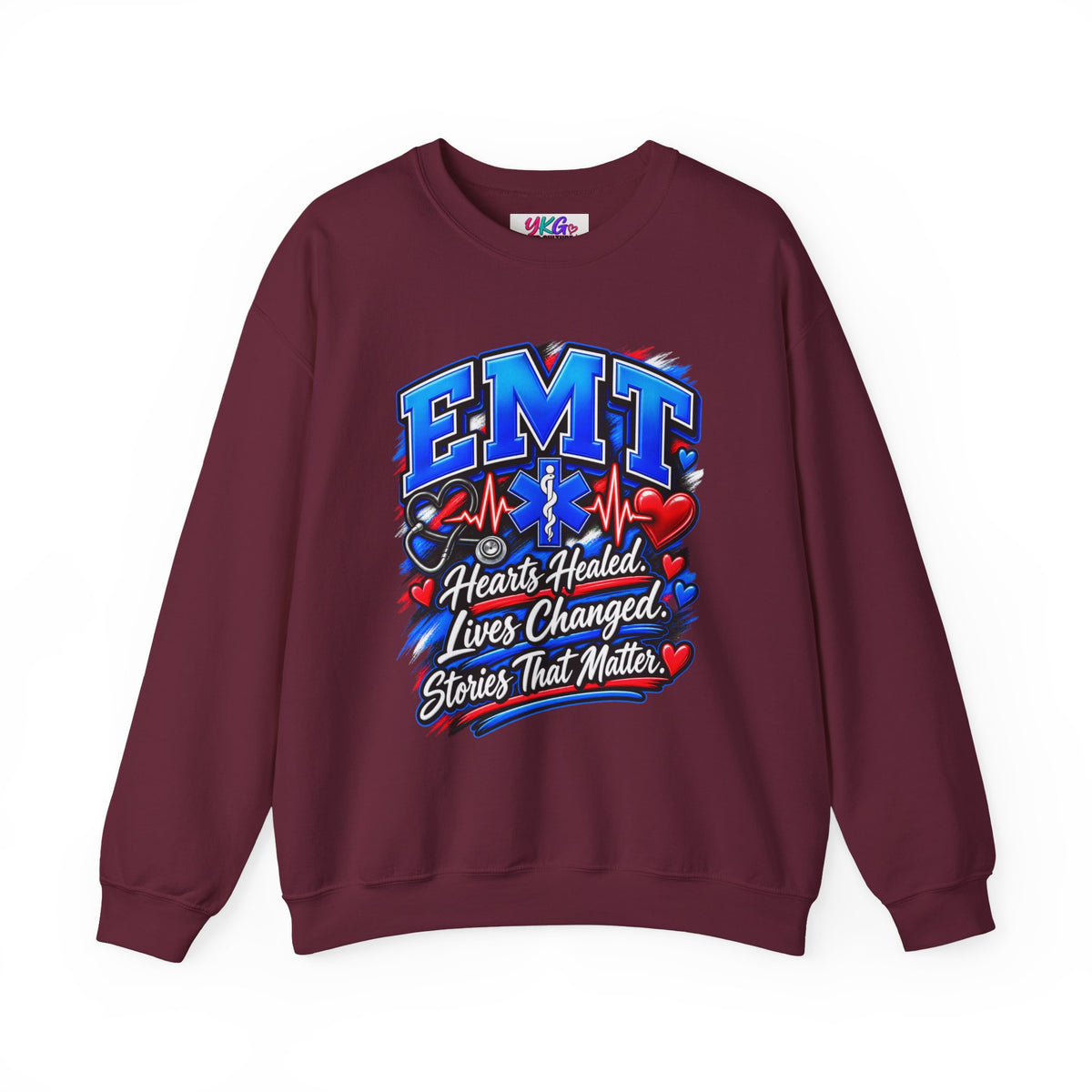 EMT Crewneck Sweatshirt — Hearts Healed, Lives Changed, Stories That Matter