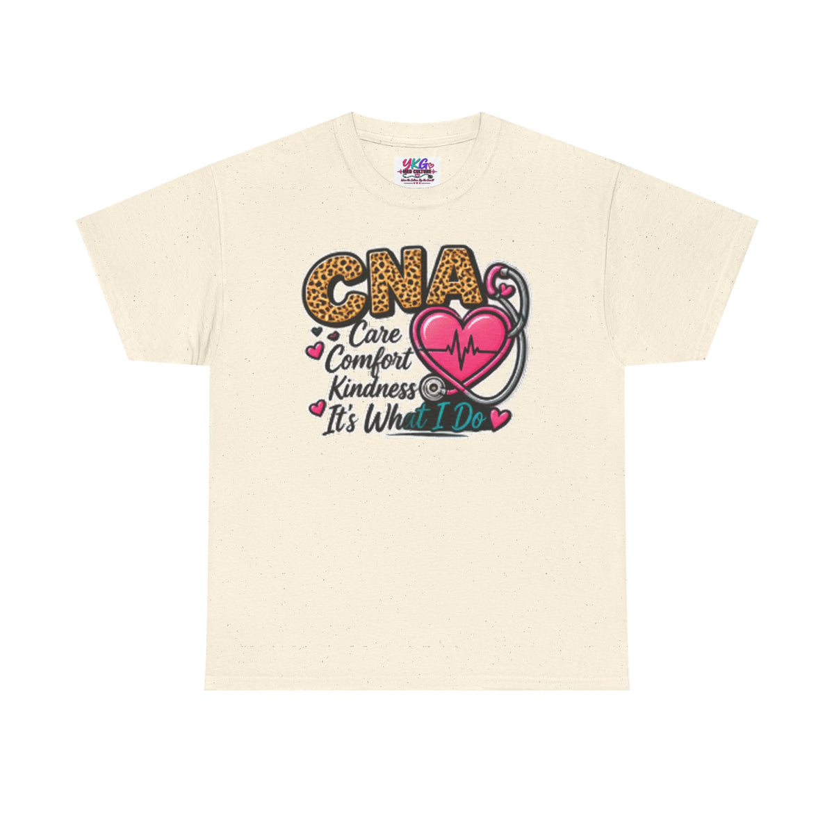 CNA Tee - "Care Comfort Kindness" Heartbeat Stethoscope Shirt for Nursing Assistants