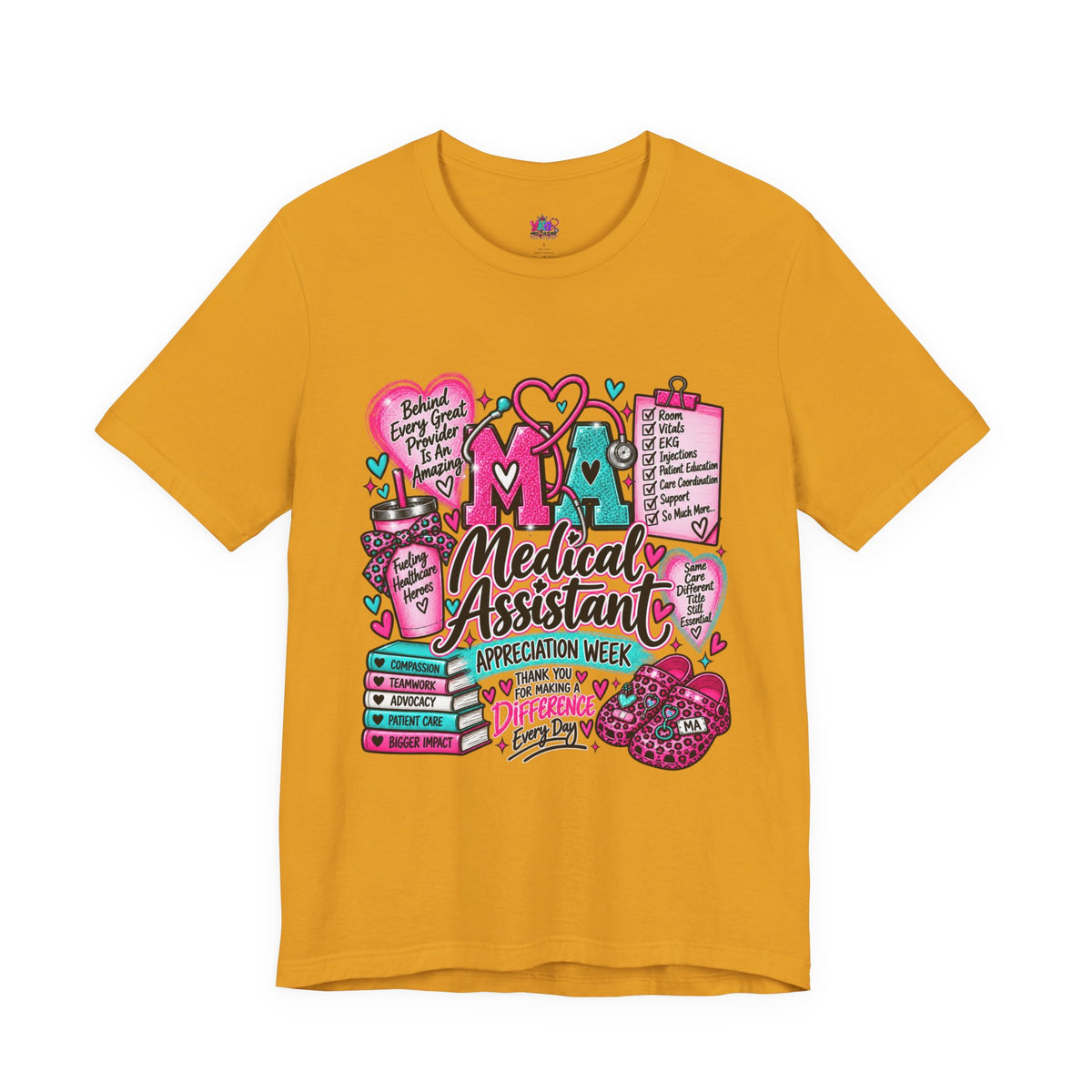 Medical Assistant Appreciation Week T-Shirt — Cute Pink & Teal Hearts Design