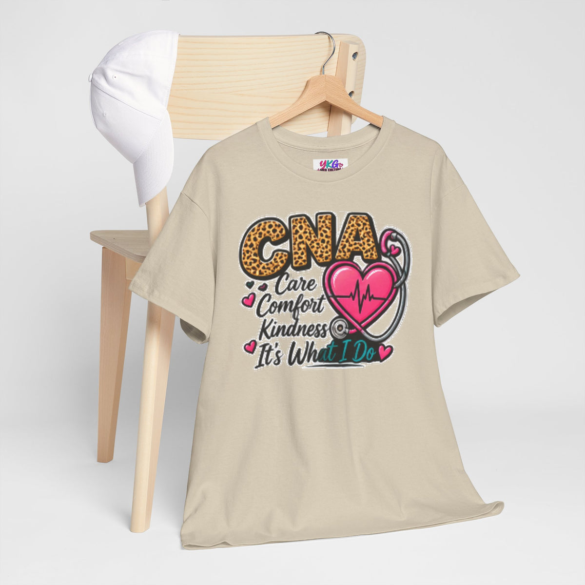 CNA Tee - "Care Comfort Kindness" Heartbeat Stethoscope Shirt for Nursing Assistants