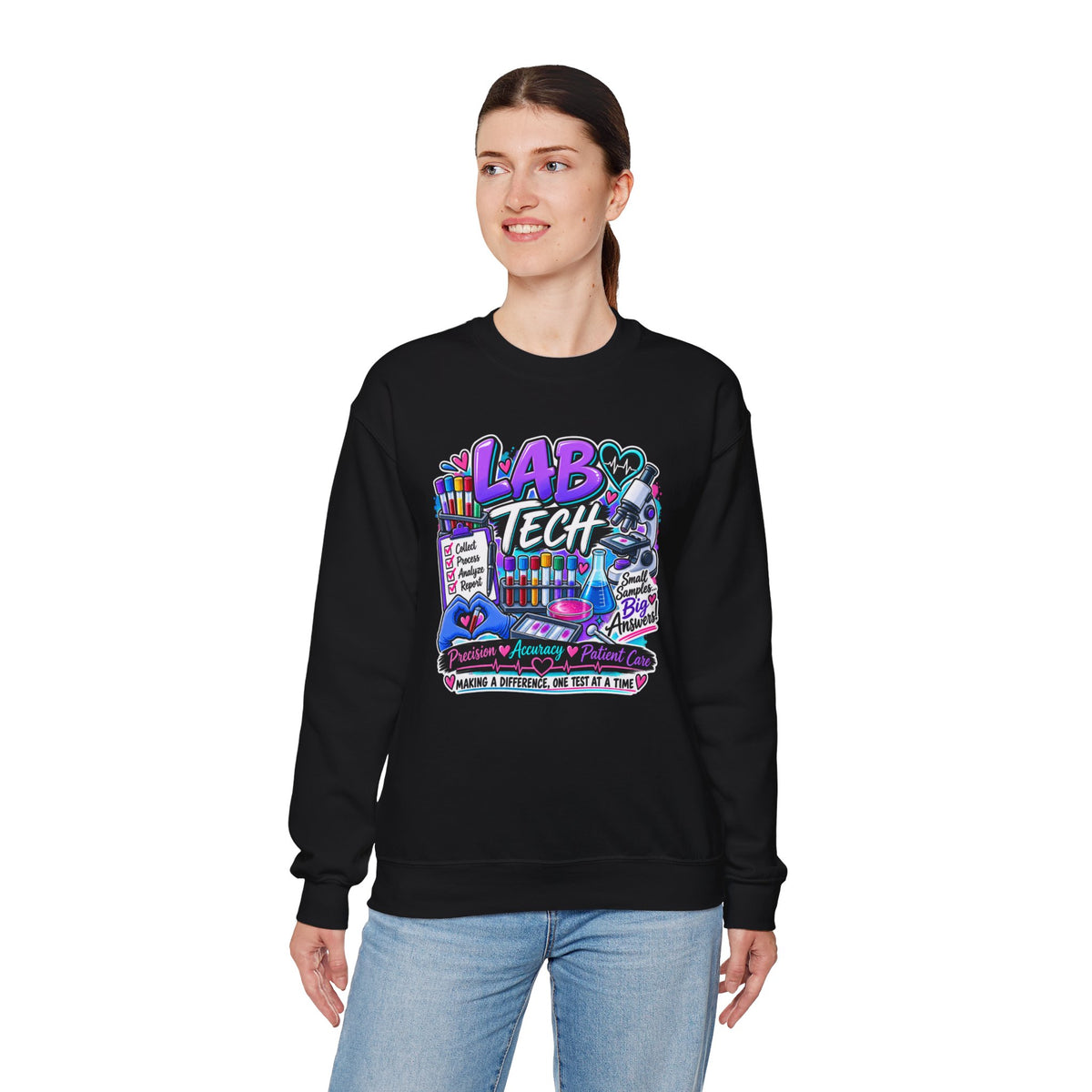 Lab Tech Crewneck Sweatshirt — Colorful Science Lab Technician Graphic
