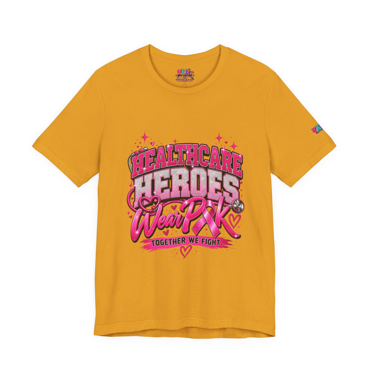 Breast Cancer Awareness Tee — "Healthcare Heroes Wear Pink" Support Ribbon Shirt