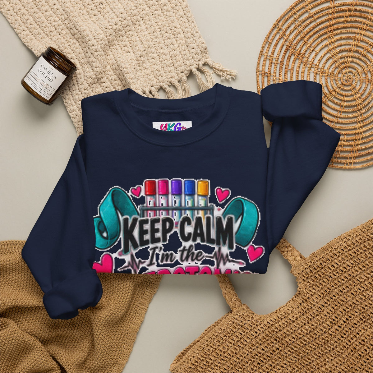 Phlebotomist Crewneck Sweatshirt – 'Keep Calm I'm the Phlebotomist' Cute Medical Gift