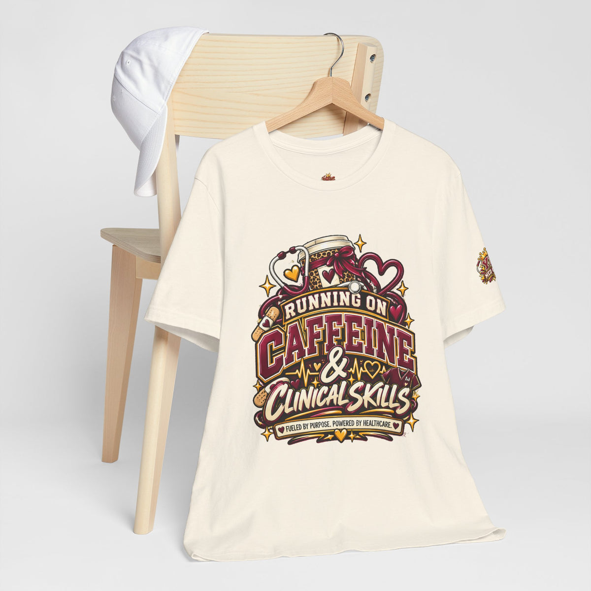 Healthcare Worker T-Shirt — “Running on Caffeine & Clinical Skills” Medical Profession Tee