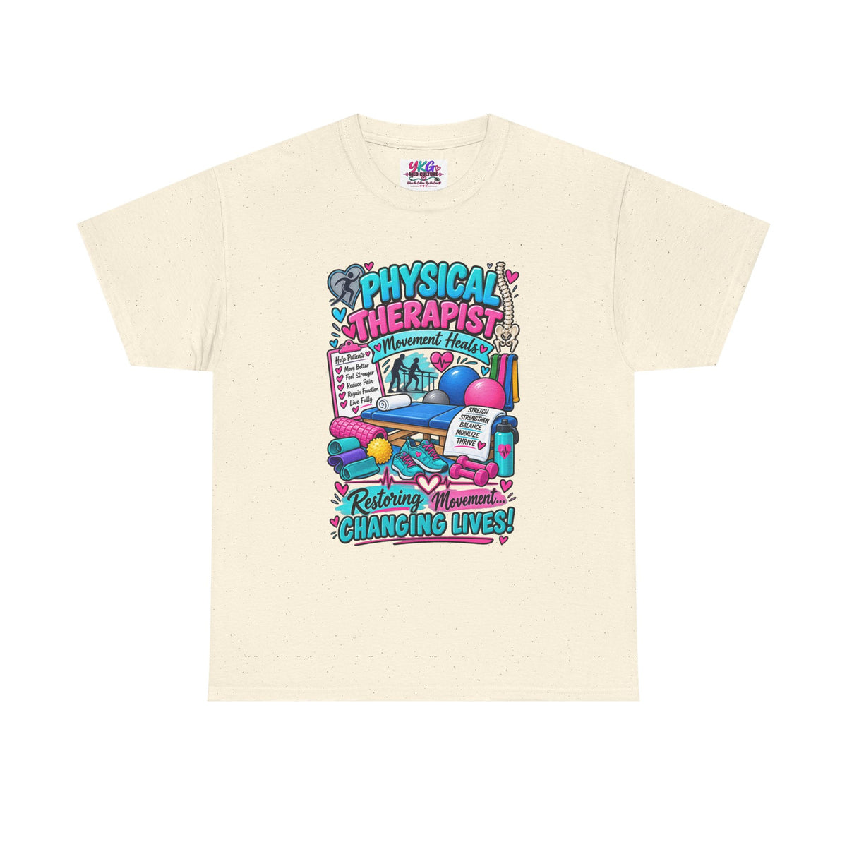 Physical Therapist T-Shirt — "Restoring Movement, Changing Lives" Colorful Rehab Tee