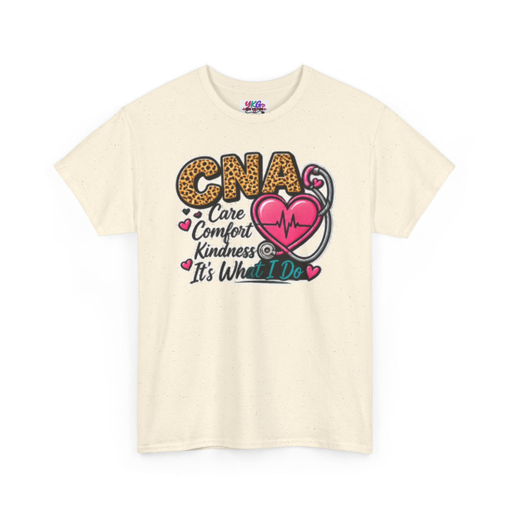 CNA Tee - "Care Comfort Kindness" Heartbeat Stethoscope Shirt for Nursing Assistants