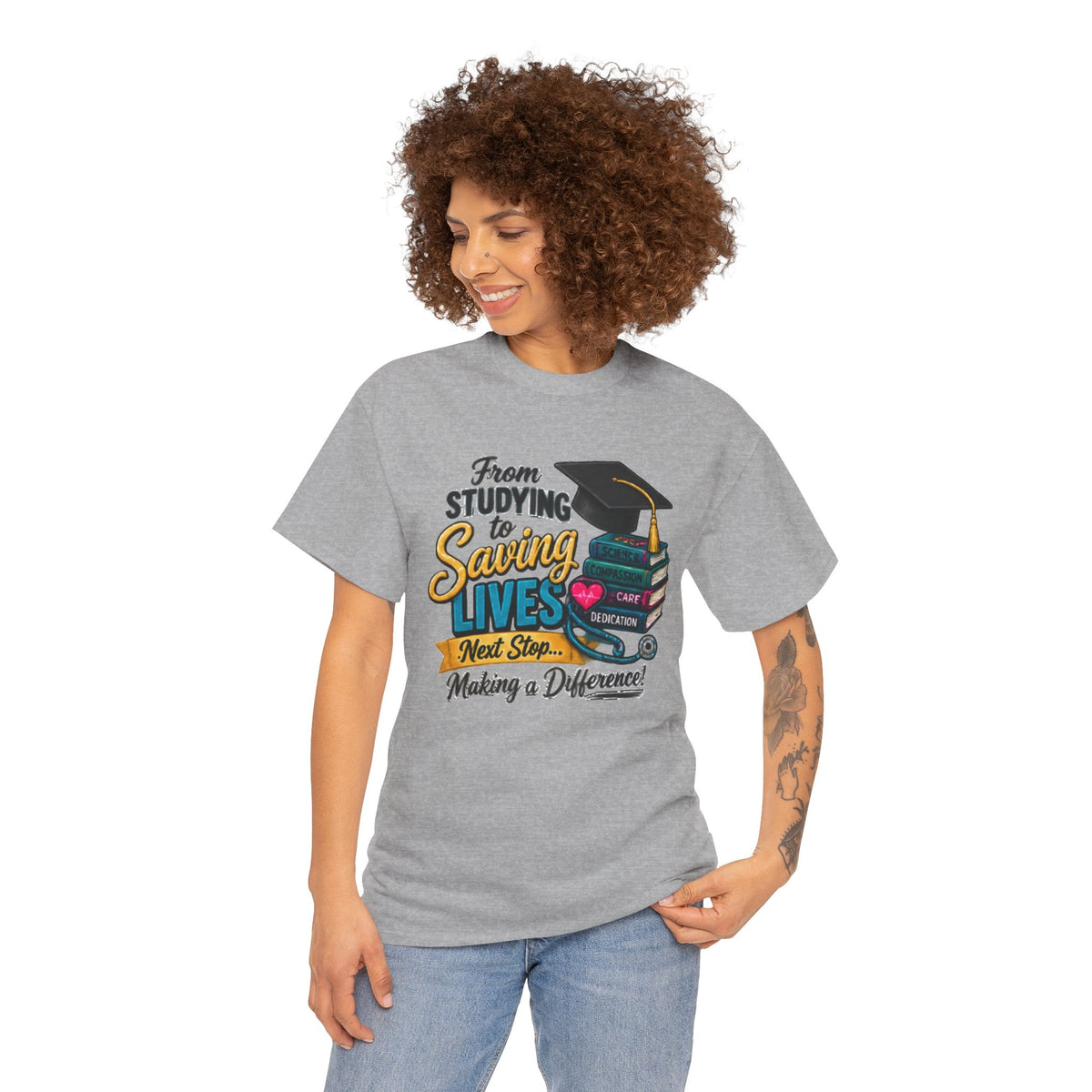 Saving Lives Nursing Graduate T-Shirt — "From Studying to Saving Lives" Graduation Tee