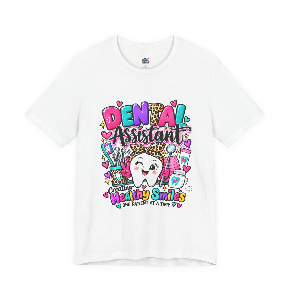 Dental Assistant T-Shirt — Cute 'Healthy Smiles' Cartoon Dental Crew Tee