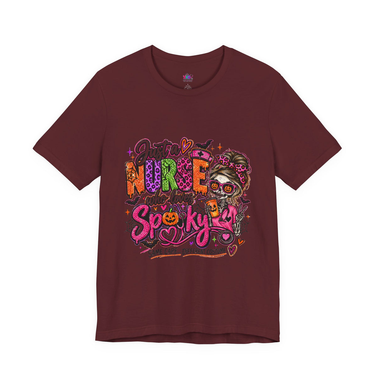 Just a Nurse Who Loves Spooky Tee — Halloween Nurse Graphic Shirt