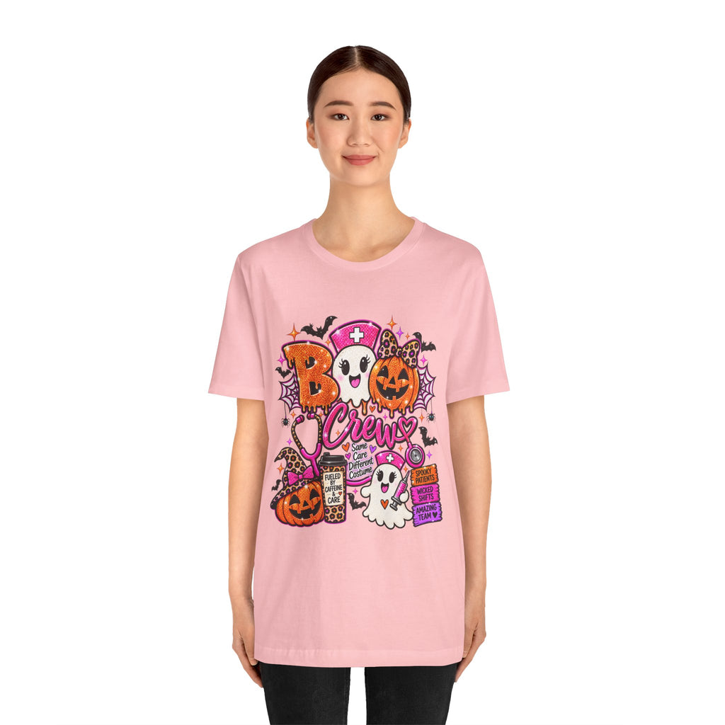 Halloween Boo Crew T-Shirt — Cute Nurse Ghosts, Jack-O'-Lanterns & Candy Graphic Tee
