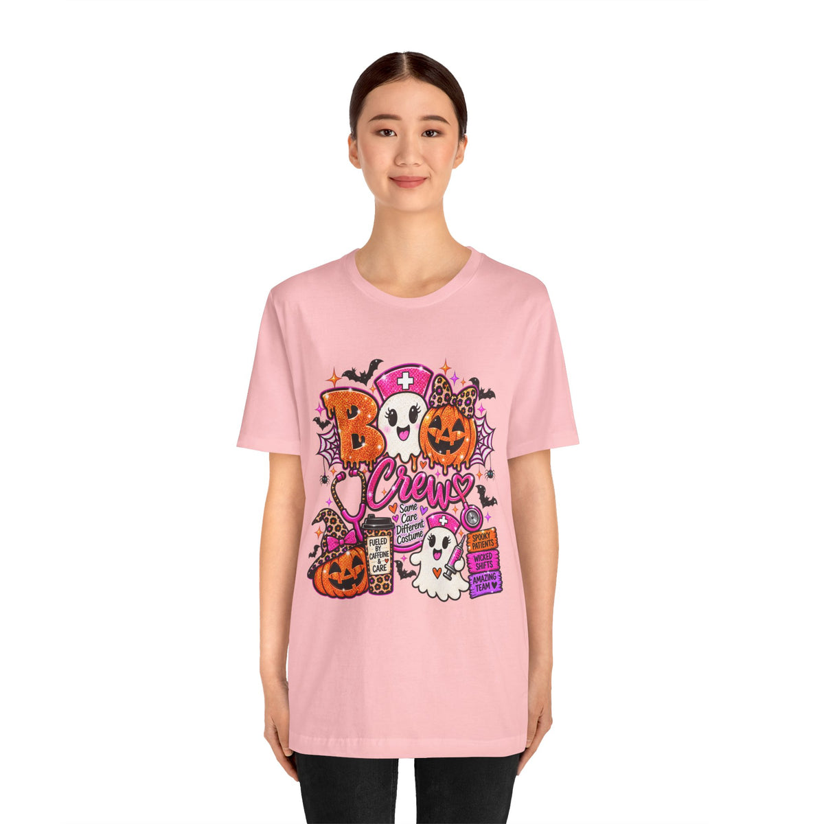 Halloween Boo Crew T-Shirt — Cute Nurse Ghosts, Jack-O'-Lanterns & Candy Graphic Tee