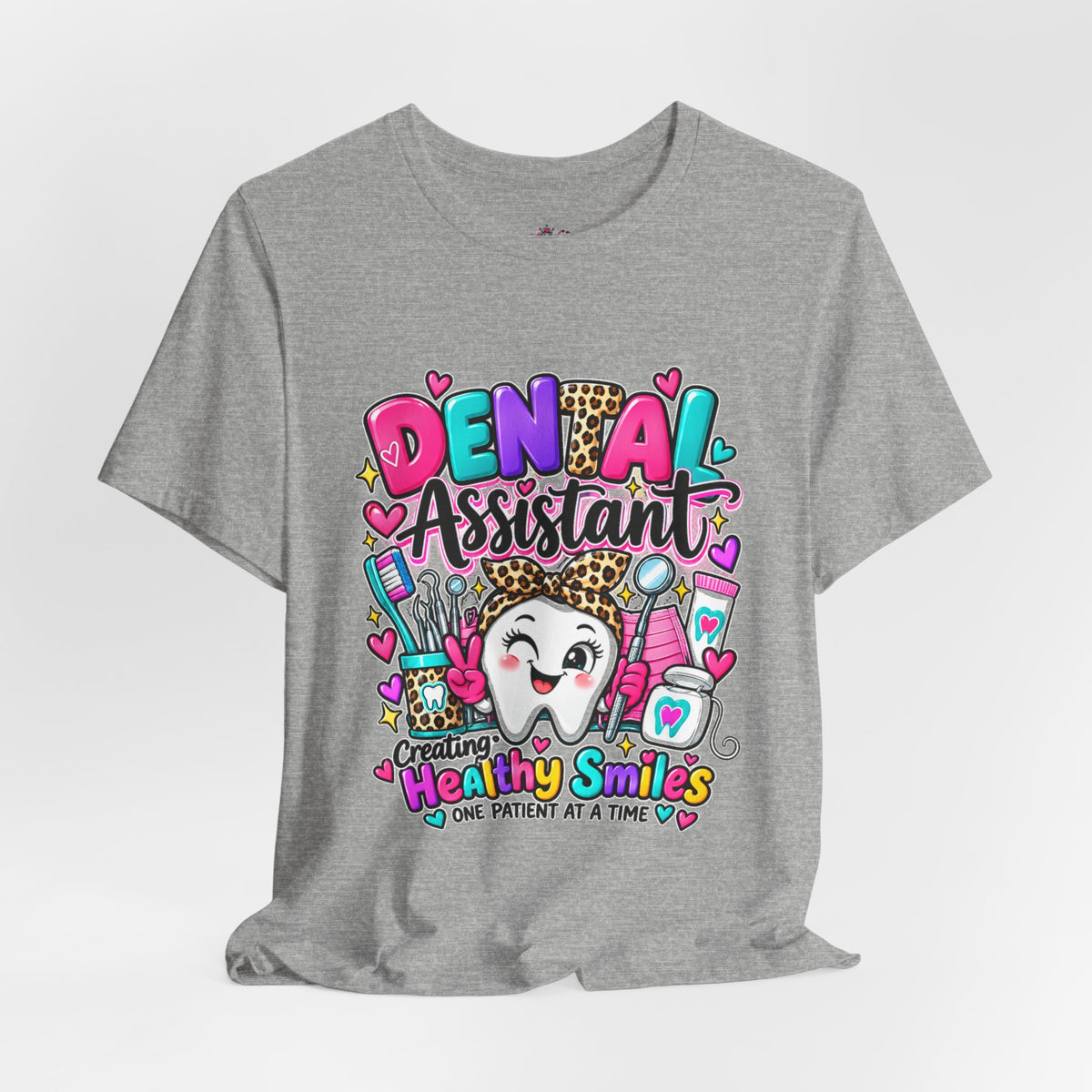 Dental Assistant T-Shirt — Cute 'Healthy Smiles' Cartoon Dental Crew Tee