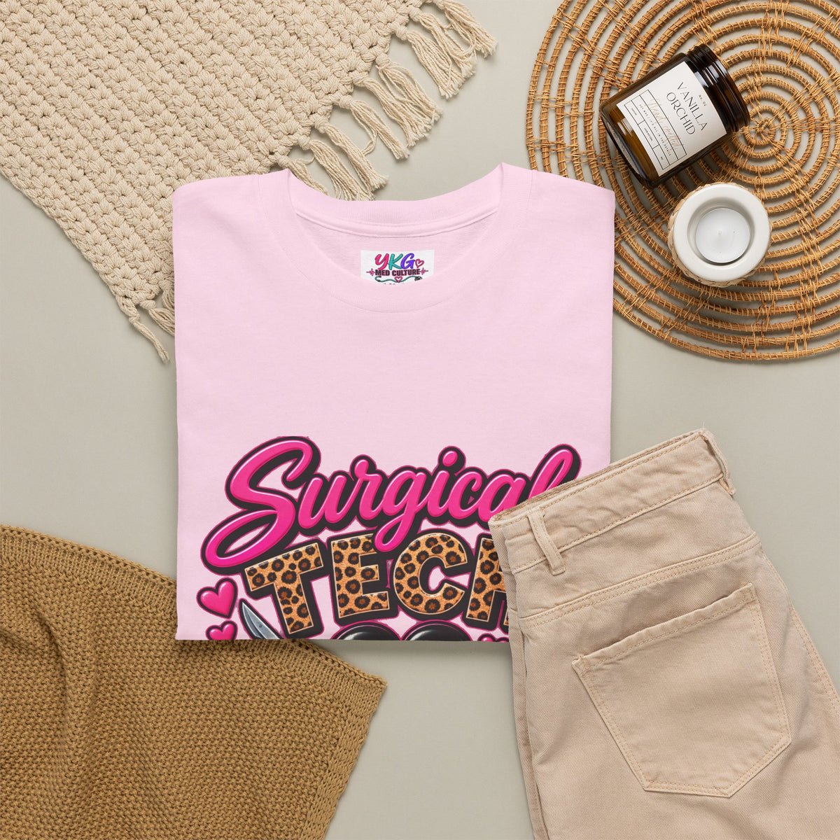 Surgical Tech T-Shirt – Cute Pink Leopard Scrub Scissors Design
