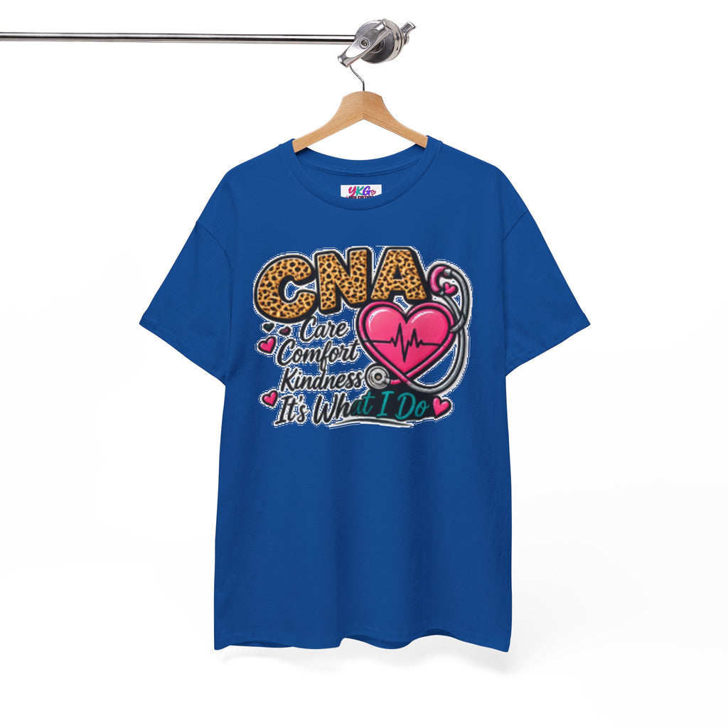 CNA Tee - "Care Comfort Kindness" Heartbeat Stethoscope Shirt for Nursing Assistants