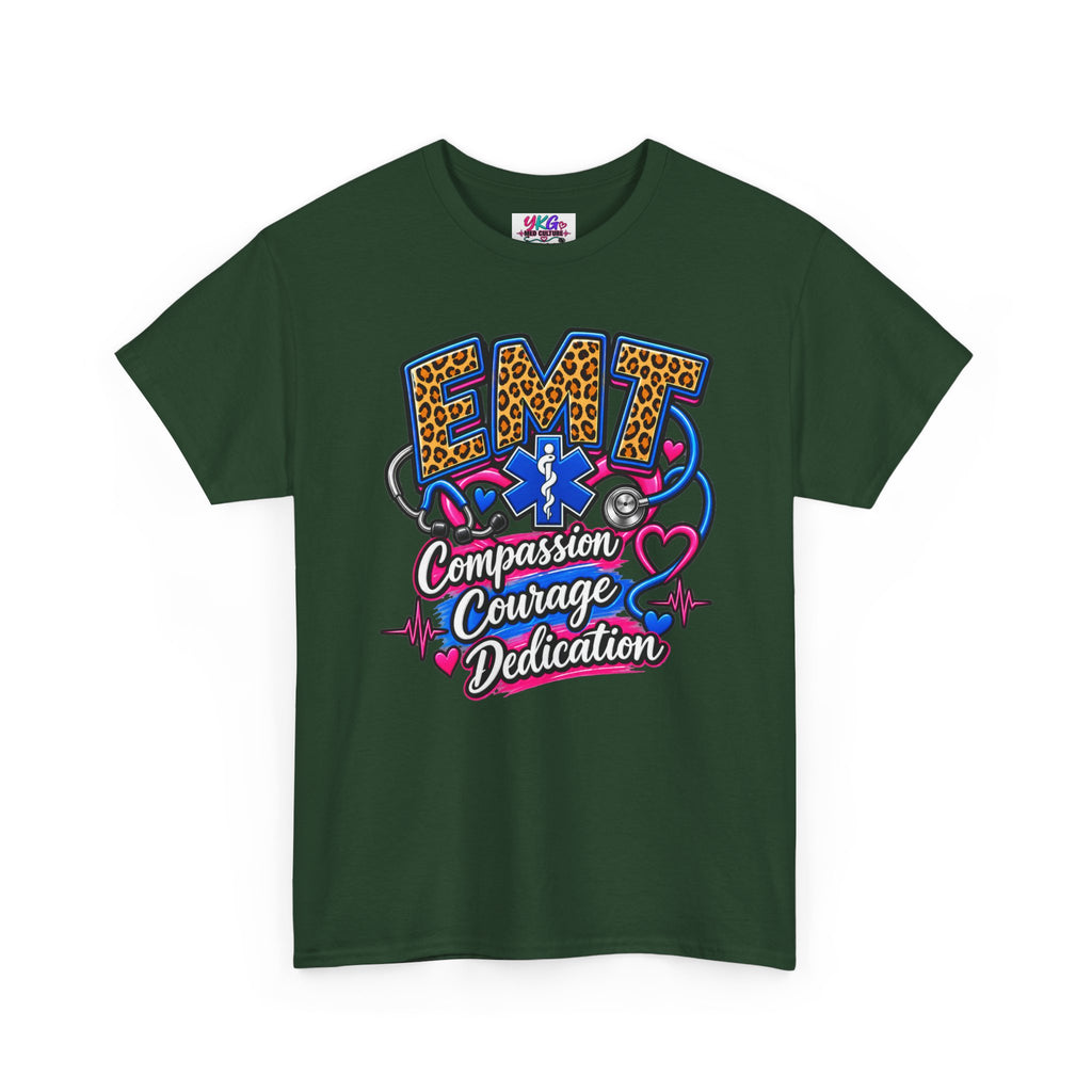 EMT Compassion Courage Dedication T-Shirt — Paramedic & First Responder Tribute Tee