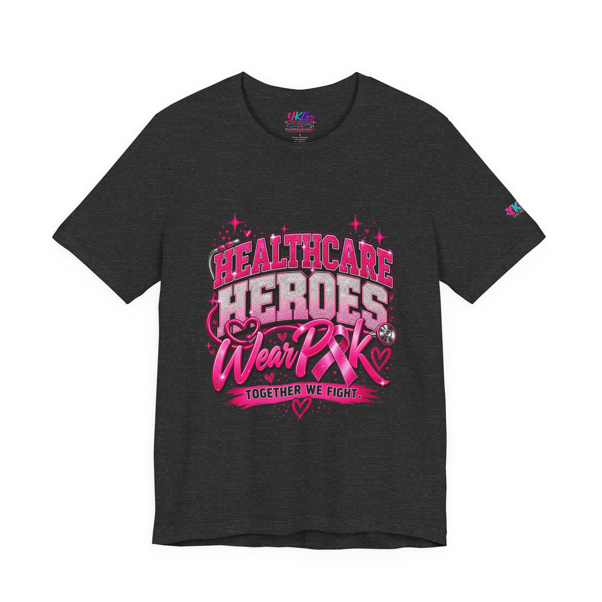 Breast Cancer Awareness Tee — "Healthcare Heroes Wear Pink" Support Ribbon Shirt