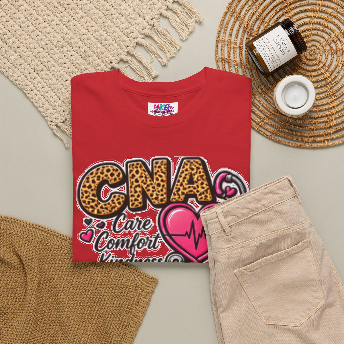 CNA Tee - "Care Comfort Kindness" Heartbeat Stethoscope Shirt for Nursing Assistants