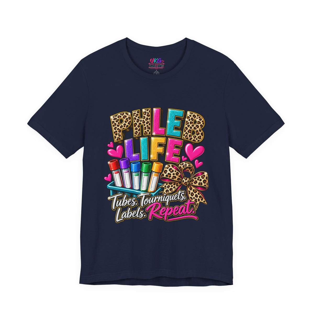 Phlebotomist Squad Tee — "Tubes, Turnarounds, Labels, Repeat" Graphic Shirt
