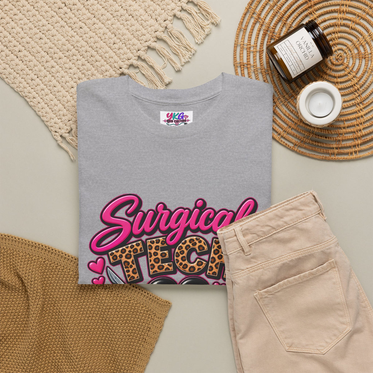 Surgical Tech T-Shirt – Cute Pink Leopard Scrub Scissors Design