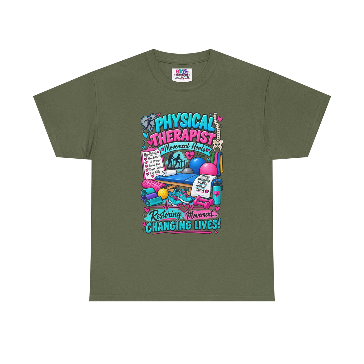 Physical Therapist T-Shirt — "Restoring Movement, Changing Lives" Colorful Rehab Tee