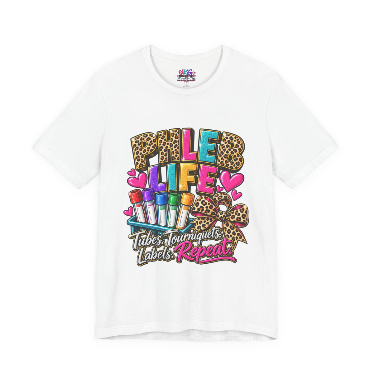 Phlebotomist Squad Tee — "Tubes, Turnarounds, Labels, Repeat" Graphic Shirt