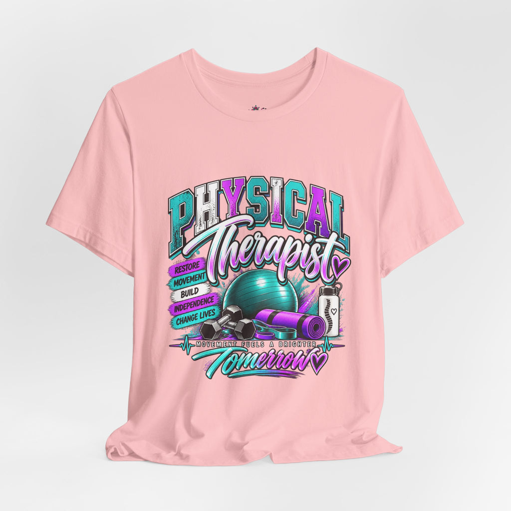 Physical Therapist Tee — Retro Fitness Graphic Shirt ("Physical Therapist: Helping People Move, Change Lives")