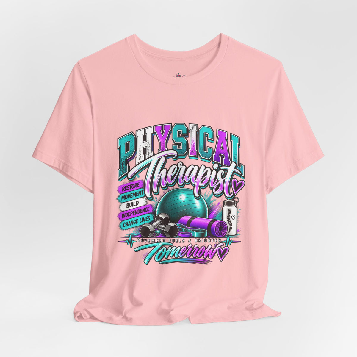 Physical Therapist Tee — Retro Fitness Graphic Shirt ("Physical Therapist: Helping People Move, Change Lives")