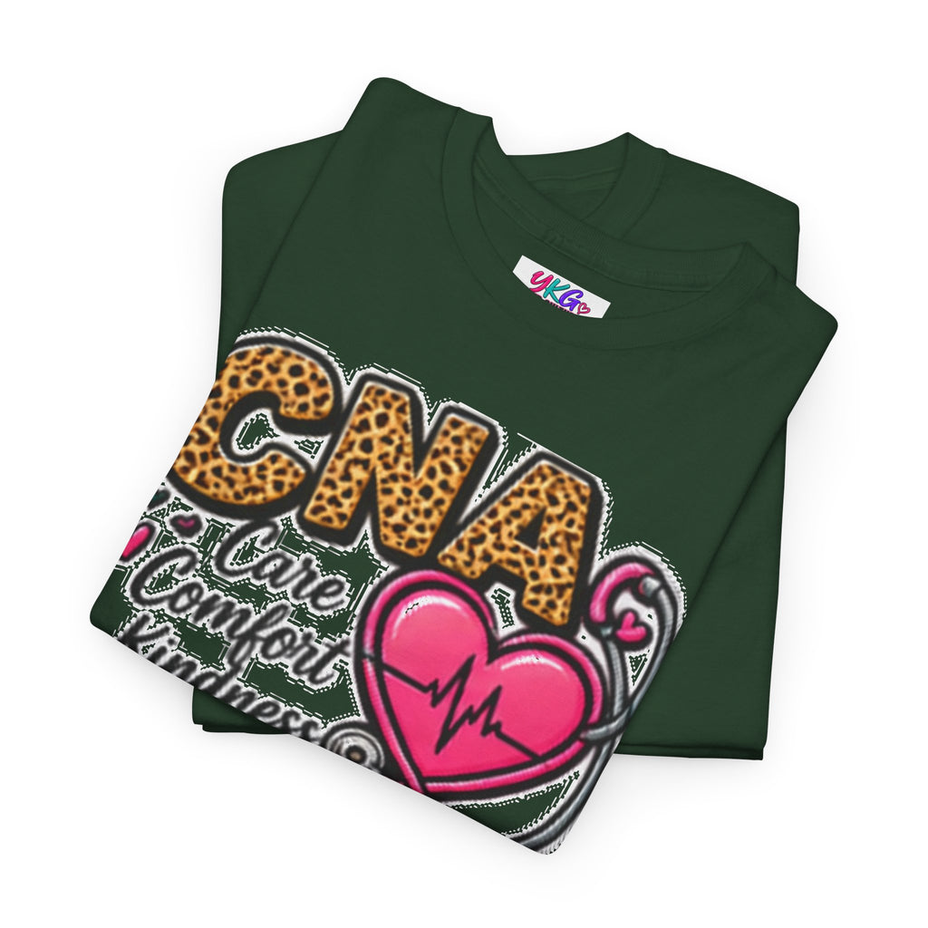 CNA Tee - "Care Comfort Kindness" Heartbeat Stethoscope Shirt for Nursing Assistants