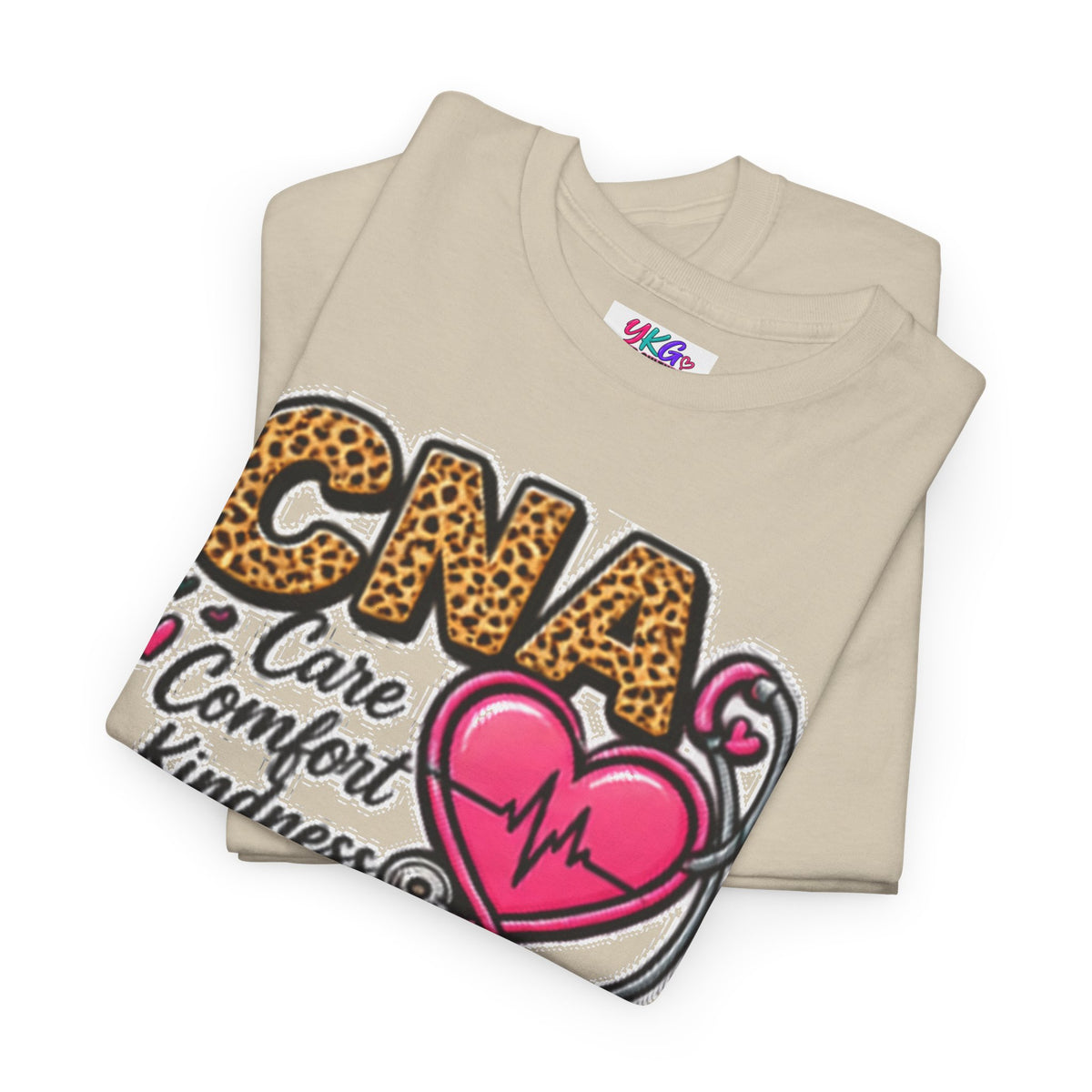 CNA Tee - "Care Comfort Kindness" Heartbeat Stethoscope Shirt for Nursing Assistants