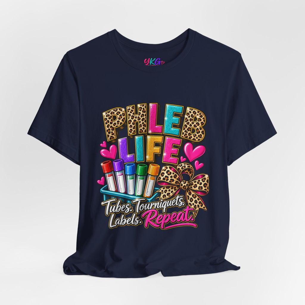 Phlebotomist Squad Tee — "Tubes, Turnarounds, Labels, Repeat" Graphic Shirt