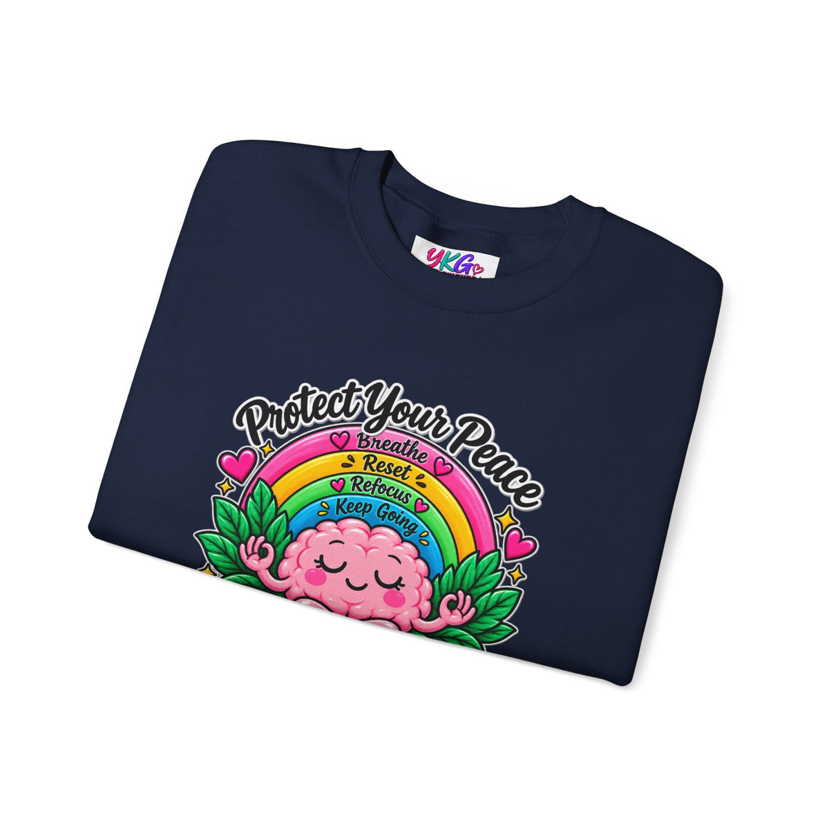 Protect Your Peace Crewneck Sweatshirt — Mental Health Matters Rainbow Brain