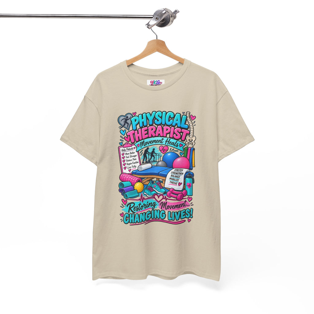 Physical Therapist T-Shirt — "Restoring Movement, Changing Lives" Colorful Rehab Tee