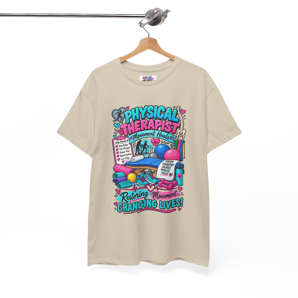 Physical Therapist T-Shirt — "Restoring Movement, Changing Lives" Colorful Rehab Tee