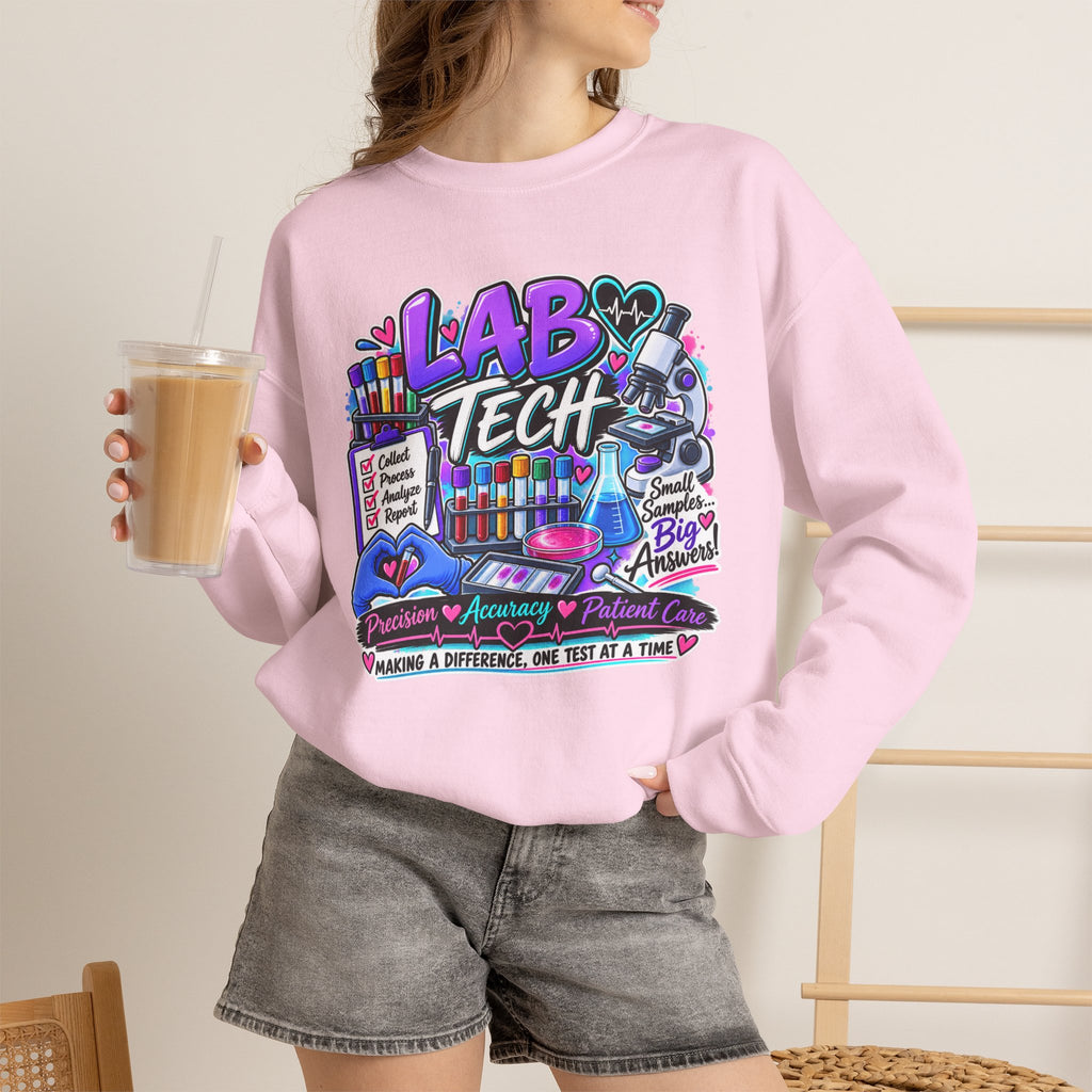 Lab Tech Crewneck Sweatshirt — Colorful Science Lab Technician Graphic