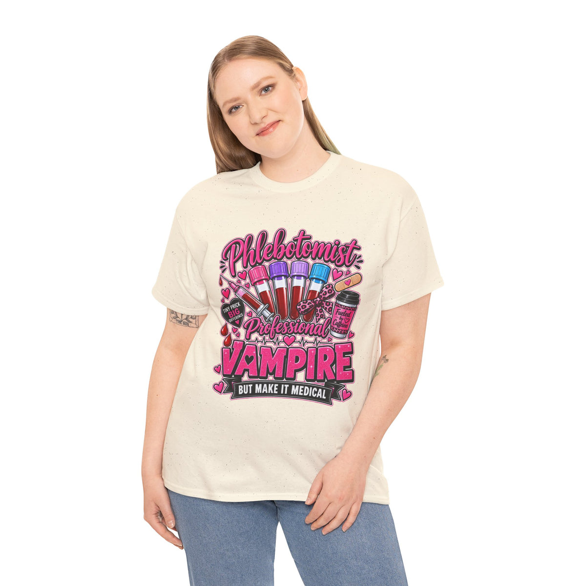 Phlebotomist Vampire T-Shirt – 'Professional Vampire but Make It Medical' Cute Medical Worker Tee