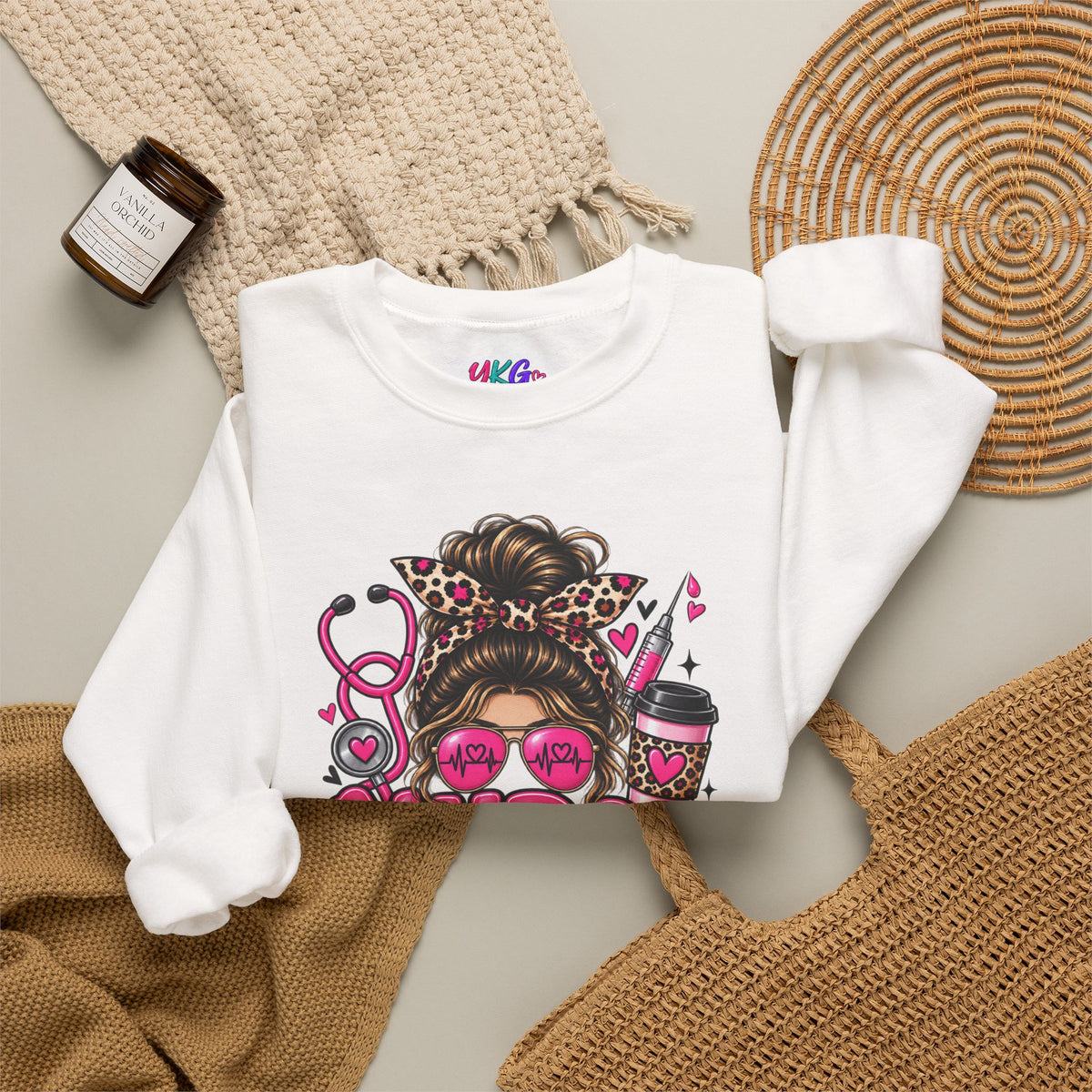 Registered Nurse Crewneck Sweatshirt — Caffeine, Compassion & Charting
