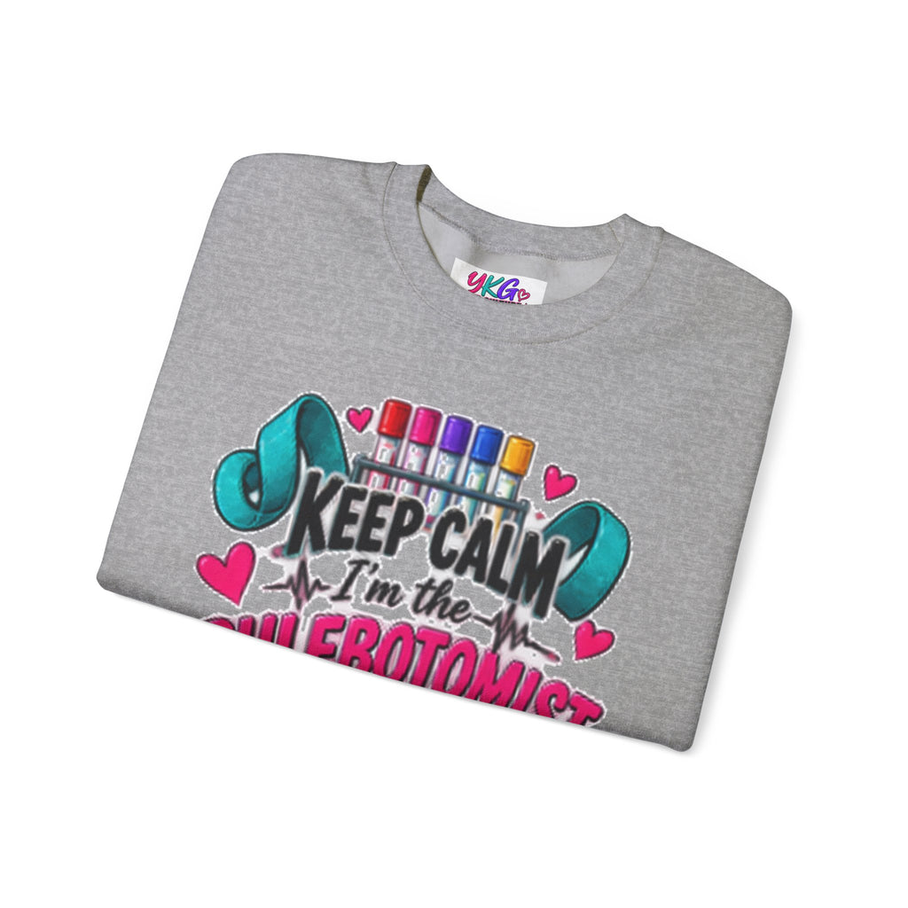 Phlebotomist Crewneck Sweatshirt – 'Keep Calm I'm the Phlebotomist' Cute Medical Gift