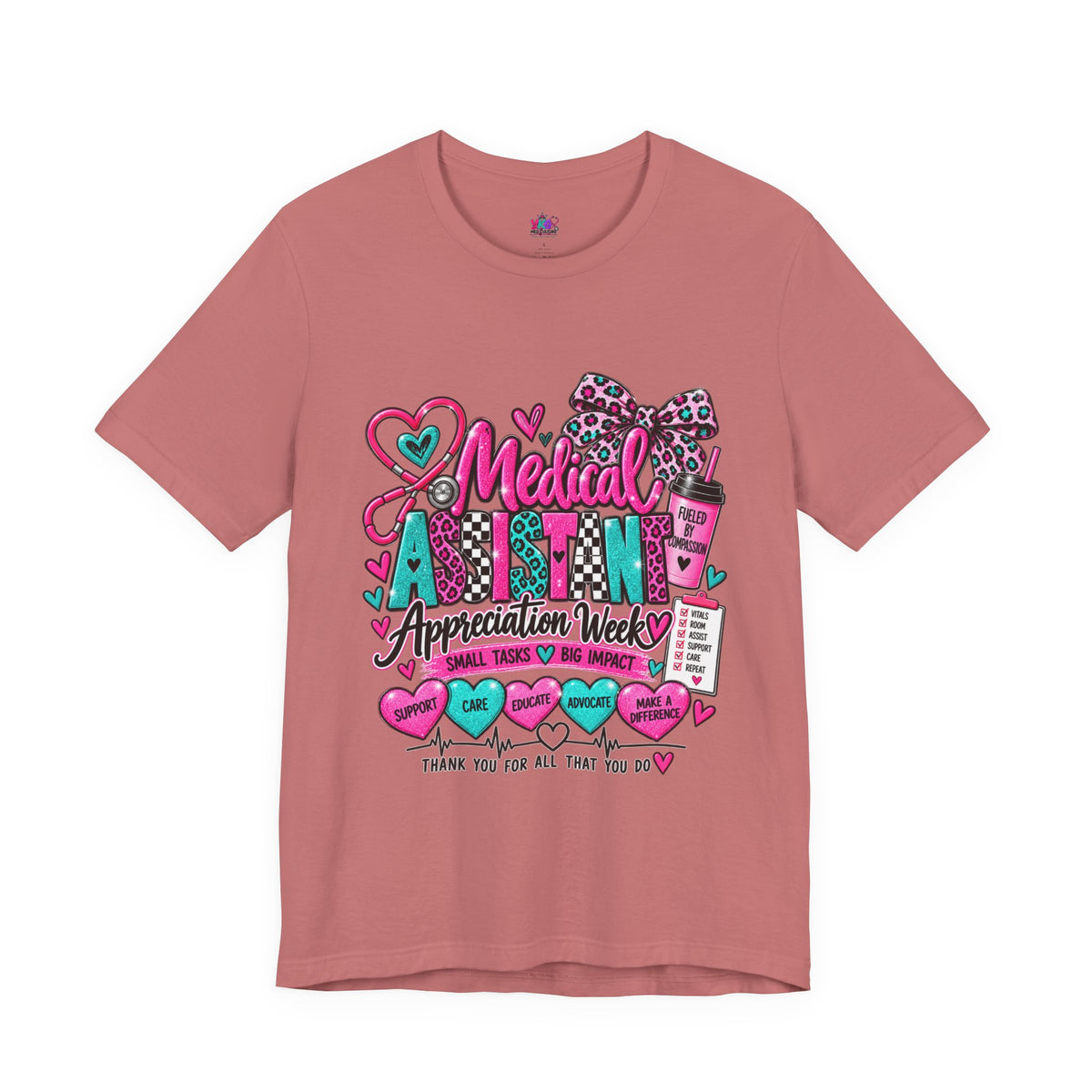 Medical Assistant Appreciation Week T‑Shirt – Cute Pink & Teal Appreciation Tee