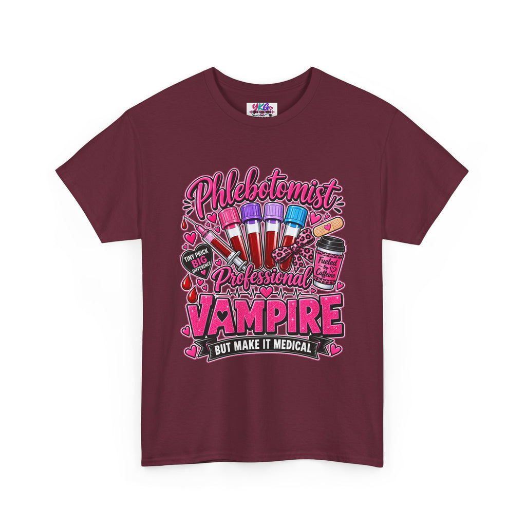 Phlebotomist Vampire T-Shirt – 'Professional Vampire but Make It Medical' Cute Medical Worker Tee