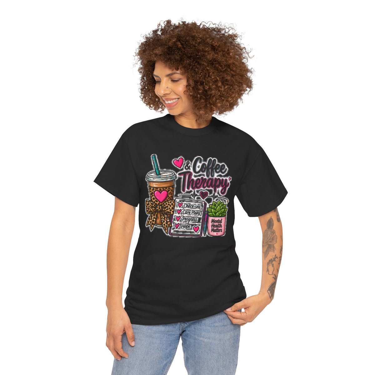 Coffee Therapy T-Shirt — Coffee, Plants & Self-Care Graphic Tee