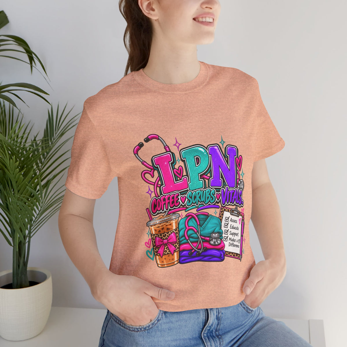 LPN T-Shirt — “Coffee • Scrubs • Vitals” Licensed Practical Nurse Graphic Tee