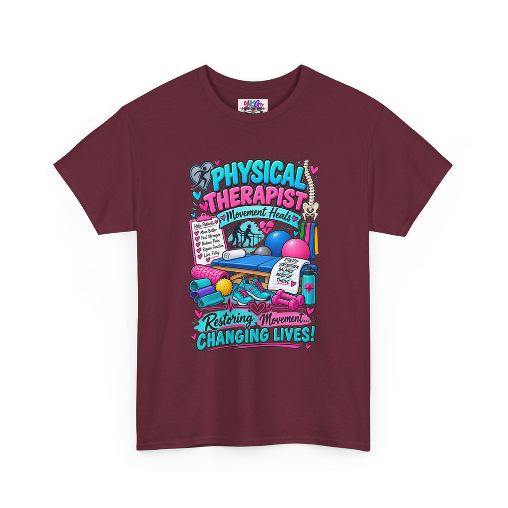 Physical Therapist T-Shirt — "Restoring Movement, Changing Lives" Colorful Rehab Tee