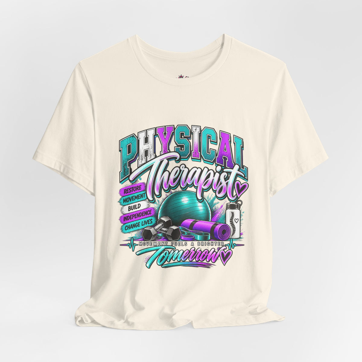Physical Therapist Tee — Retro Fitness Graphic Shirt ("Physical Therapist: Helping People Move, Change Lives")