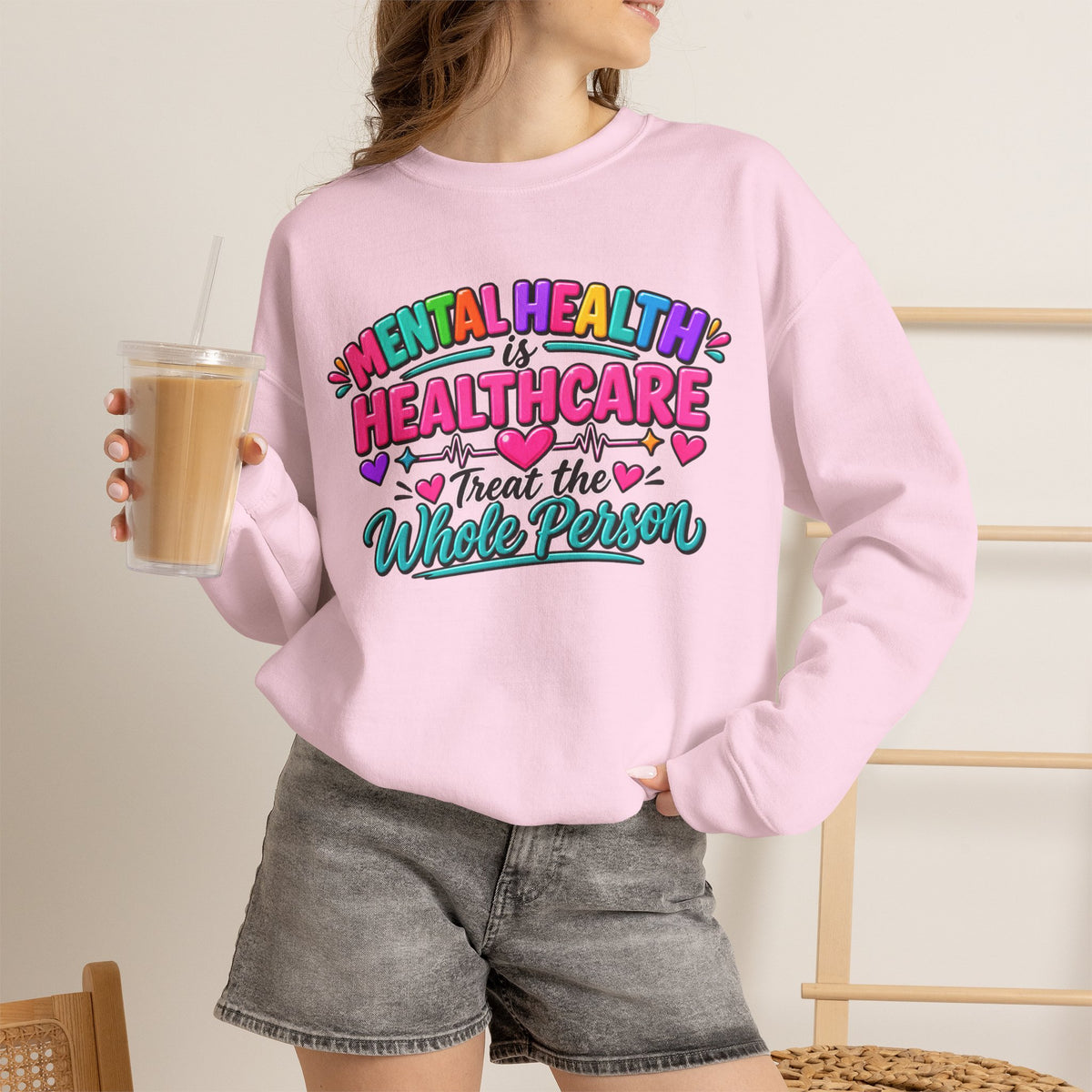 Mental Health is Healthcare Crewneck Sweatshirt — Treat the Whole Person
