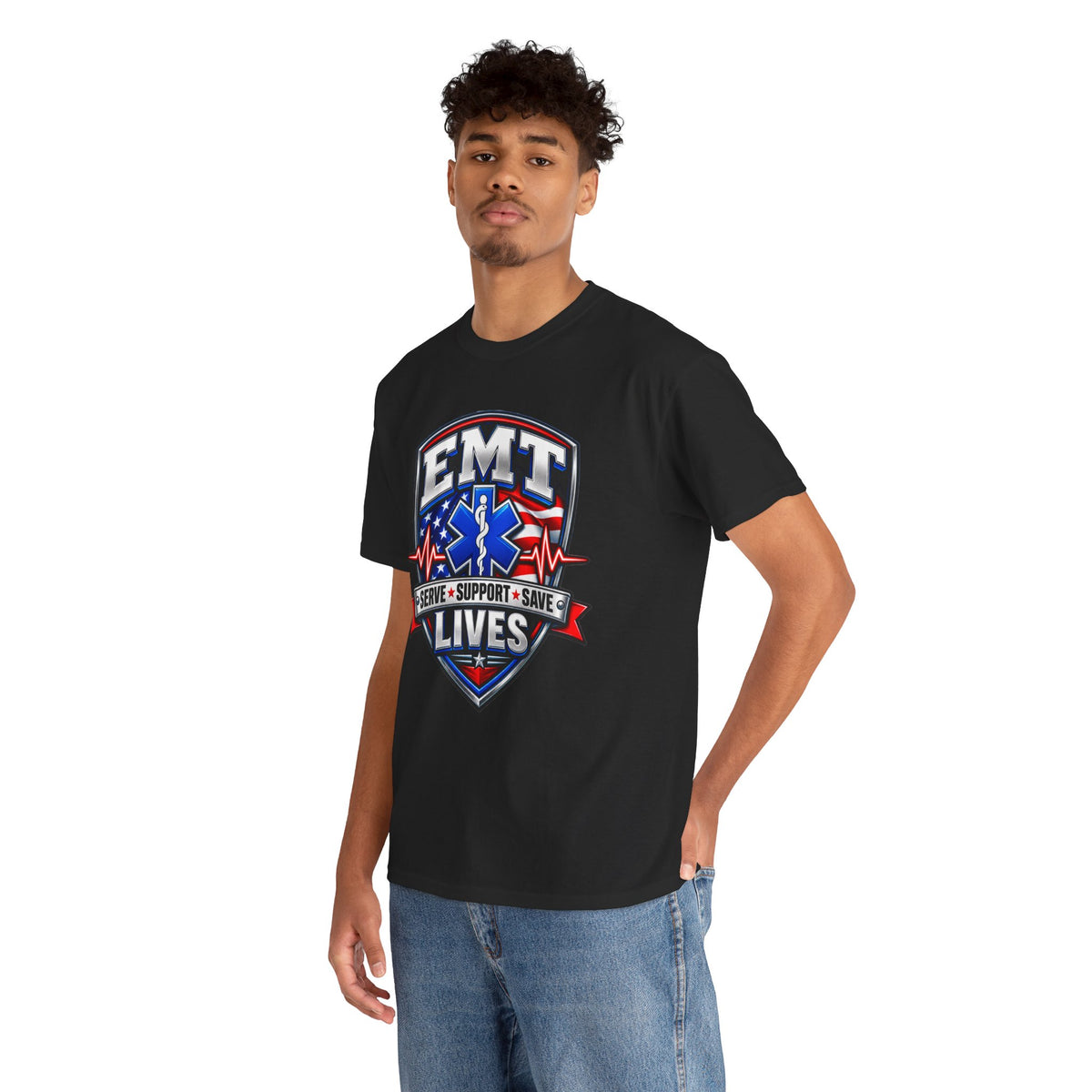 EMT Lives Tee — "Serve • Support • Save" EMS Shield Shirt